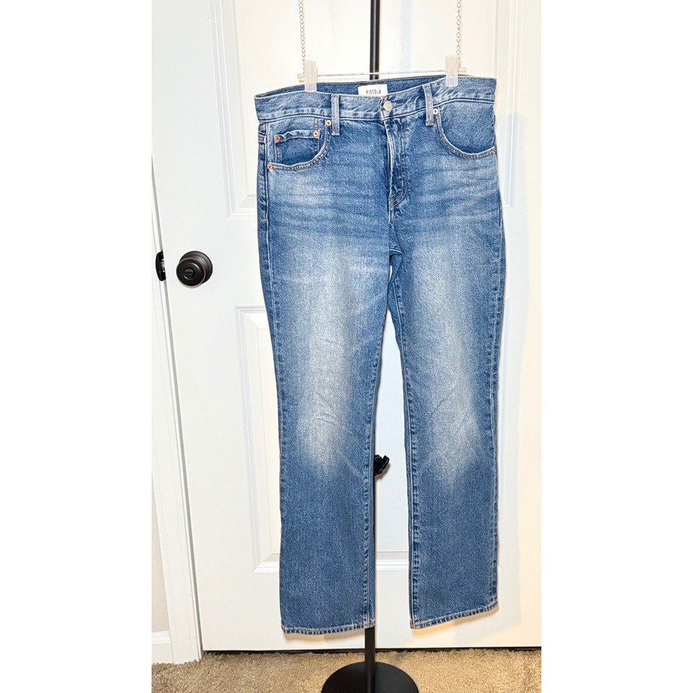Pistola Womens High Rise Straight Leg Blue Denim Jeans 100% Cotton Size 27